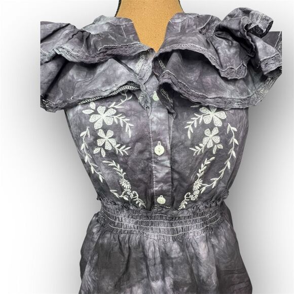 LoveShackFancy x Target, Charcoal Unique Tie Dyed Penelope Dress, Women’s XS - Picture 5 of 10